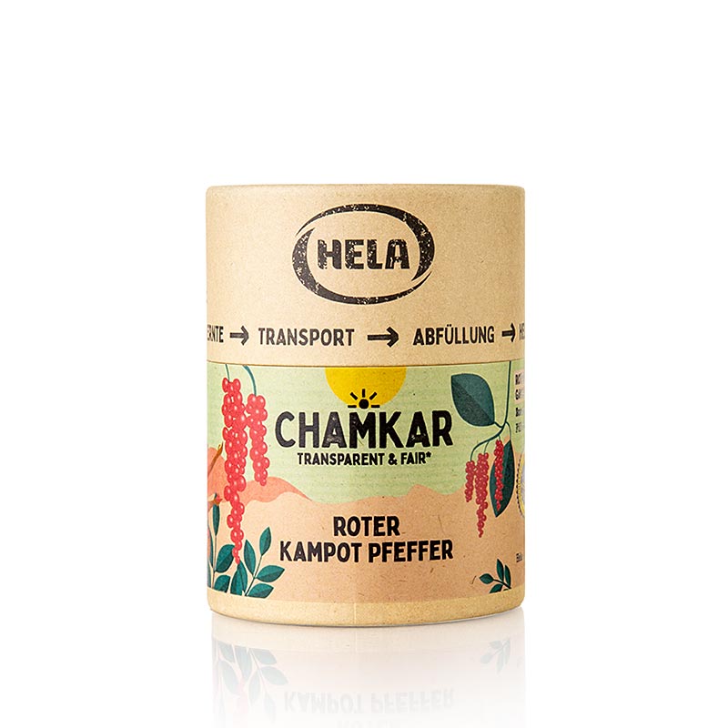 Getrockneter, ganzer roter Kampot-Pfeffer mit ggA-Gütesiegel aus Kambodscha, 100 g