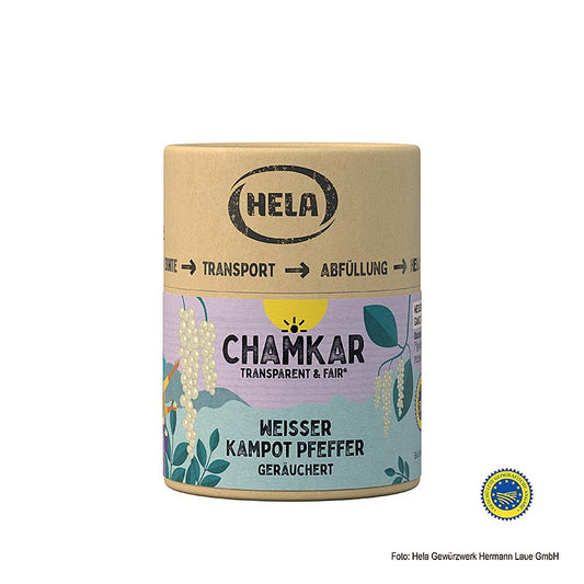 HELA Chamkar - Weißer Kampot Pfeffer, gräuchert, ganz, g.g.A., 100 g