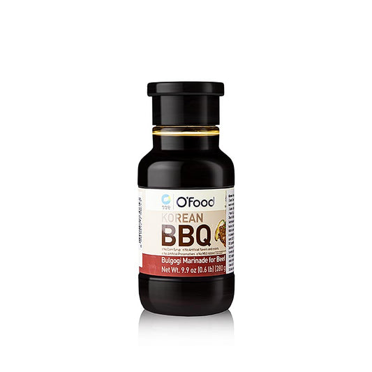 Korean BBQ Bulgogi Marinade für Rind, O'FOOD, 280g - Gebrauchsfertige Marinade für authentischen koreanischen Geschmack, ideal für die Zubereitung von Bulgogi-Grillspezialitäten Enthält Sojasauce, Sesam, Knoblauch und sorgfältig ausgewählte Zutaten Ideal für Hobbyköche und Profis