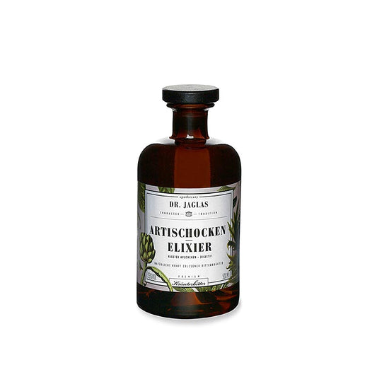 Dr Jaglas - Artischocken Elixier, Kräuterbitter, 35% vol, 500 ml - Flasche mit Kräuterlikör und Artischockenextrakt, hergestellt in Deutschland