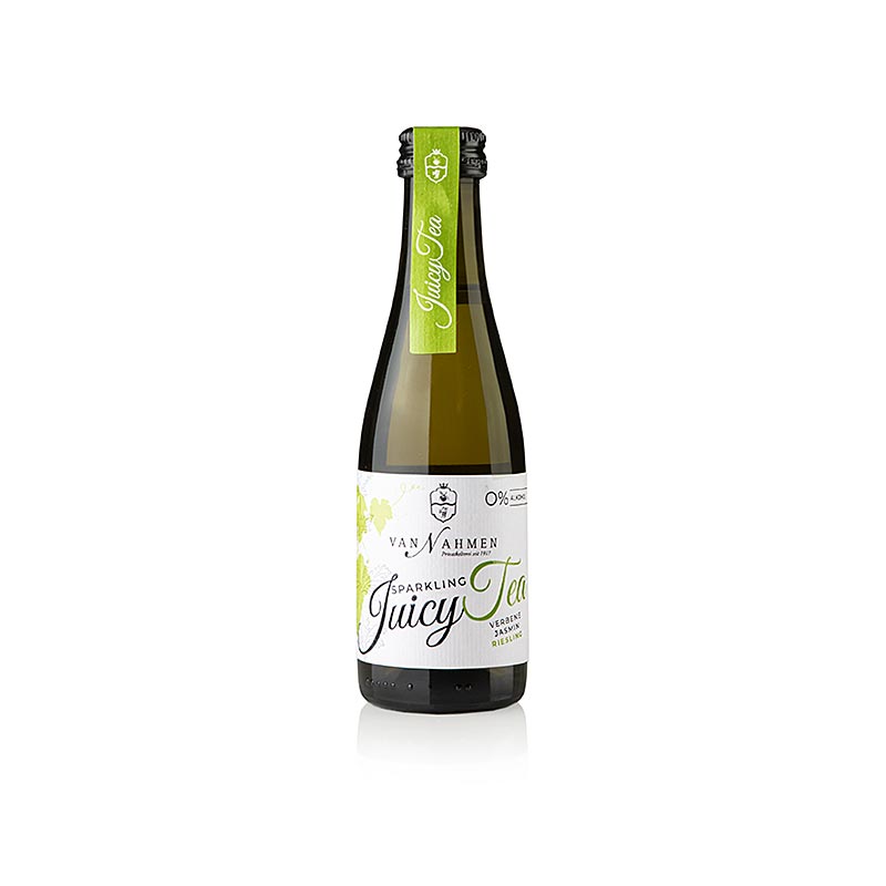Bio Sparkling Juicy Tea Verbene - Jasmin Tee - Riesling van Nahmen, 200 ml, kalt aufgebrühter Blatttee mit rassiger Grundlage und asiatisch anmutender Geschmacksnote aus Riesling-Trauben, Verbene, Jasmin und Minze, für erfrischenden Genuss