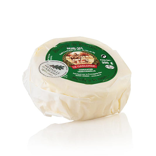 Gesalzene Butter Beurre de Baratte Moule Main Demisel aus Le Gaslonde, Frankreich, 250 g-Packung, handgeschlagen und nach traditionellen Methoden hergestellt, perfekt zum Verfeinern von Gerichten oder zur Zubereitung köstlicher Backwaren