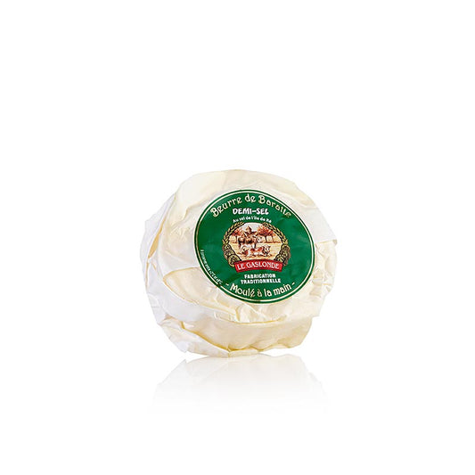 125g-Packung mit handwerklich hergestellter gesalzener Demisel-Butter Beurre de Baratte Moule Main von Le Gaslonde aus Frankreich, ideal zum Verfeinern von Gerichten und Backen von Brot