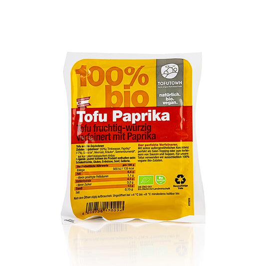 Organic Tofutown brand 250g Tofu fest with paprika illustration