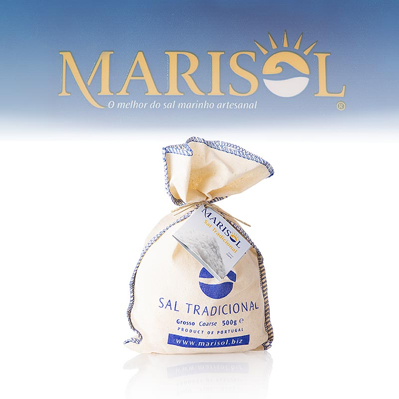 Marisol® Sal Tradicional Meersalz, grob, feucht, CERTIPLANET-zertifiziert, BIO, 500 g - Meersalz-Dose mit grober, feuchter Körnung aus biologischem Anbau, ideal zum Würzen verschiedener Gerichte