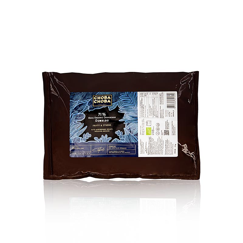 Oswaldo, 71% Bitter Couverture, Callets, Choba Choba, BIO, 2 kg - Hochwertige Bio-Schokolade für Hobbyköche und Profiköche, vielseitig einsetzbar für Schokoladenkreationen, Sonderpreis bis 30092024
