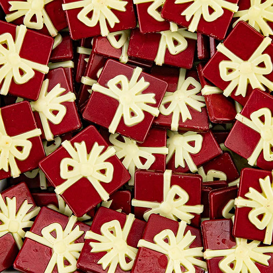 Geschenk mit Schleife aus Schokolade, Dobla (77635), 35x35mm, 790 g, 192 St - hochwertige Delikatessen und Spezialitäten für Feinschmecker und Hobbyköche Entdecken Sie unser sorgfältig ausgewähltes Sortiment und genießen Sie ein unvergessliches Geschmackserlebnis