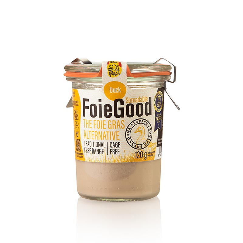 Entenleberpastete FoieGood, cremiger Aufstrich aus feinster Entenleber, 120 g Luxuriöser Geschmack, ohne Hackfleisch, samtige Textur, perfekt auf Toast