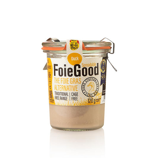 Entenleberpastete FoieGood, cremiger Aufstrich aus feinster Entenleber, 120 g Luxuriöser Geschmack, ohne Hackfleisch, samtige Textur, perfekt auf Toast