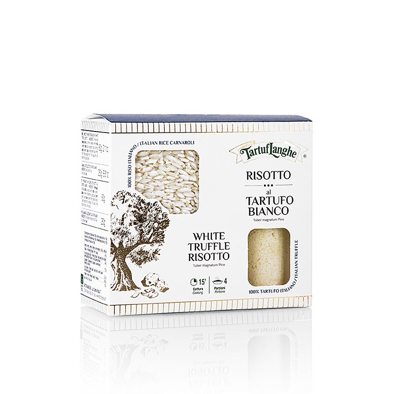 Trüffelrisotto-Fertigmischung von Tartuflanghe, hergestellt mit Carnaroli-Reis und getrockneten Sommertrüffeln, ideal als Vorspeise oder Beilage zu Fleisch- oder Fischgerichten, 310 g-Packung für 3-4 Portionen