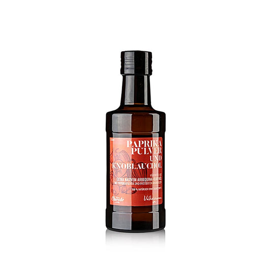 Valderrama Gewürzöl (Arbequina Olivenöl) mit Paprika und geröstetem Knoblauch, 250 ml - köstliche Kombination aus hochwertigem Olivenöl, würzigem Paprika und geröstetem Knoblauch für einzigartigen Geschmack