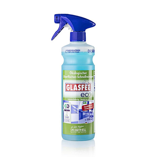 Glasfee Eco – ökologischer, gebrauchsfertiger Glasreiniger, 500 ml Sprayflasche