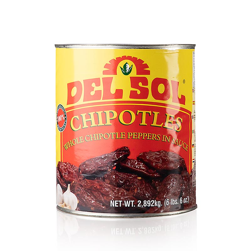Piment Chipotles, fumé, en sauce adobo, Del Sol, 2,892 kg