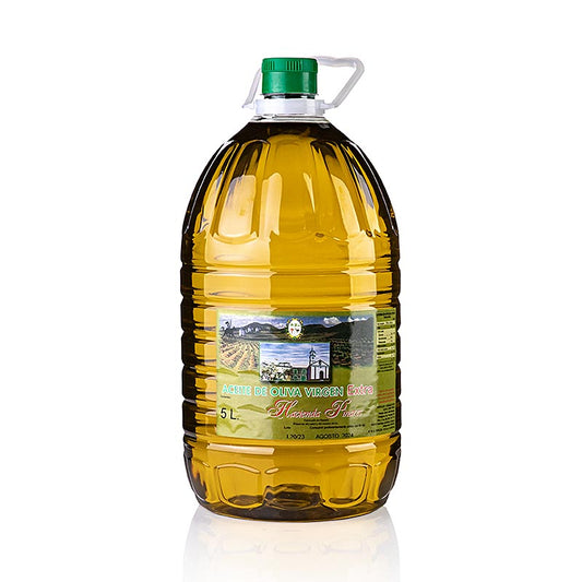 Natives Olivenöl Extra Hacienda Pinares, 0,2% Säure, Spanien, 5 l - Hochwertiges spanisches Olivenöl mit niedrigem Säuregehalt, ideal für raffinierte Gerichte und Dressings, in praktischer 5-Liter-Verpackung