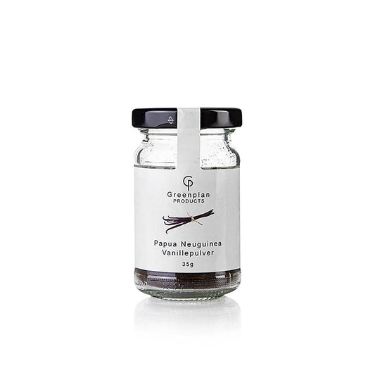 Gemahlene Vanillepulver aus Papua-Neuguinea, Greenplan, 35 g - authentischer intensiver Geschmack, nachhaltig produziert, ideal für Feinschmecker und Hobbyköche