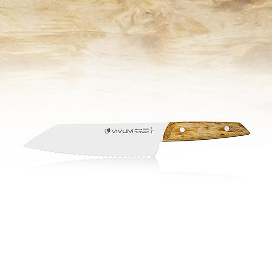 VIVUM Allzweckmesser, Wellenschliff, mit Holzgriff, 18cm, DICK, 1 St - Hochwertiges Handwerksmesser aus Edelstahl mit ergonomischem Holzgriff, ideal zum Zerkleinern von Kräutern und Gemüse, 18 cm Länge, von der renommierten Marke DICK Unverzichtbarer Küchenhelfer für Hobbyköche und Profis