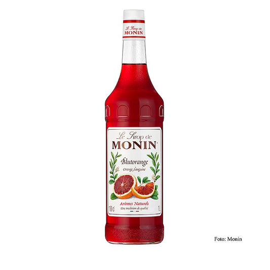 Monin Blutorange Sirup, 1 l - Intensiver, fruchtiger Sirup aus reifen Blutorangen, perfekt für Getränke, Cocktails und Desserts, mit leuchtend roter Farbe für Gastronomie und Hausgebrauch geeignet