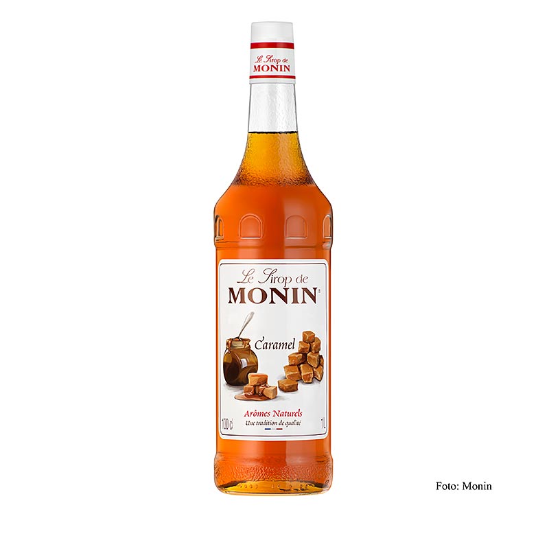 Monin Karamell Sirup, 1 l - reicher, süßer Geschmack für Heißgetränke, Desserts und Cocktails