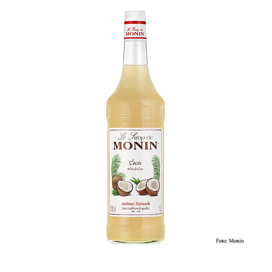 Monin Kokosnuss Sirup 1:8, 1 l - Vielseitiger Sirup für Desserts, Cocktails und Heißgetränke mit reichhaltigem und cremigem Kokosnussgeschmack, ideal für Hobbyköche und Profis
