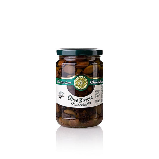 Venturino Denocciolate Riviera Oliven in Olivenöl, ohne Kern, 280 g - Premium-Oliven in hochwertigem Olivenöl für die Zubereitung von Lieblingsgerichten oder als schmackhafte Ergänzung einer Antipasti-Tafel