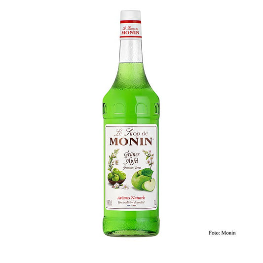 Monin Grüner Apfel Sirup 1:8, 1 l - Hochwertiger Sirup für erfrischende Getränke und Desserts mit authentischem grünem Apfelgeschmack