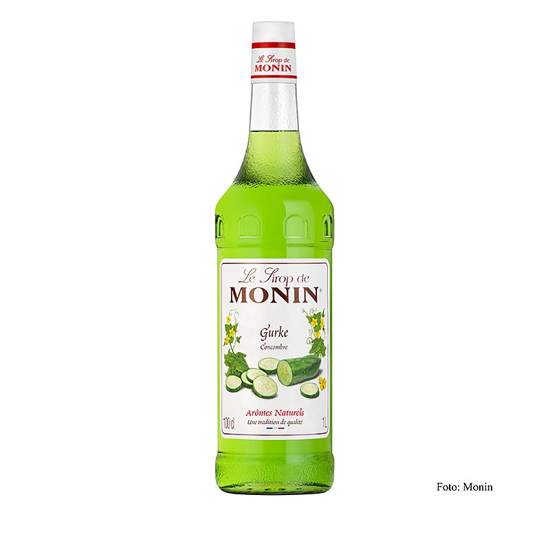 Monin Gurken Sirup 1:8, 1 l - Vielseitiger Sirup mit erfrischendem Gurkengeschmack, ideal für Cocktails, Mocktails und erfrischende Getränke Hohe Qualität und authentischer Geschmack von Monin
