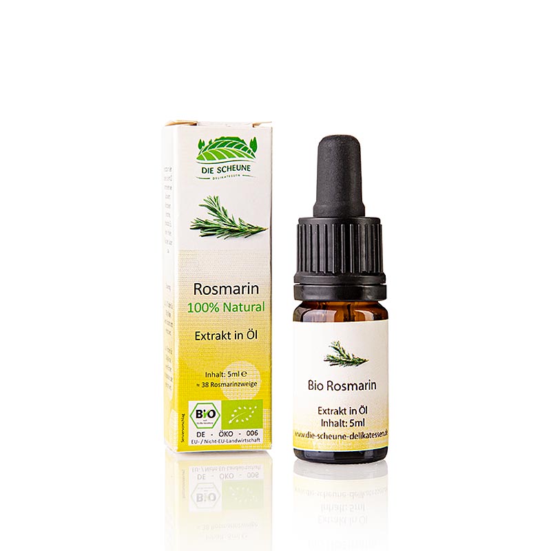 Natürliches Rosmarin Aroma, Die Scheune, BIO, 5 ml - Konzentrierte Essenz aus frischen, destillierten Rosmarinblättern für mediterranen Geschmack in Ihren Gerichten