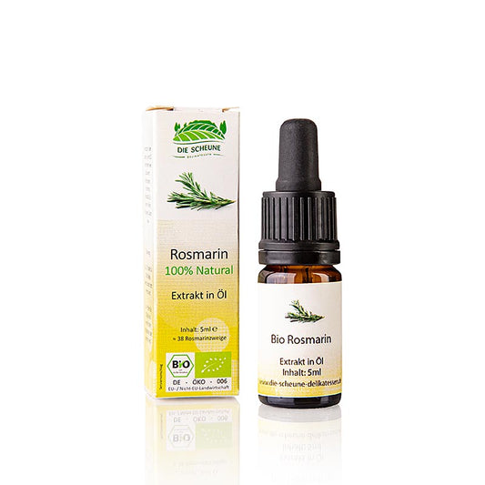 Natürliches Rosmarin Aroma, Die Scheune, BIO, 5 ml - Konzentrierte Essenz aus frischen, destillierten Rosmarinblättern für mediterranen Geschmack in Ihren Gerichten