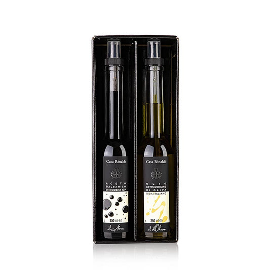 Set Opera von CasaRinaldi: Aceto Balsamico di Modena & Natives Olivenöl Extra, 500 ml, 2 x 250ml, entdecken Sie die raffinierten Aromen Italiens, reichhaltiger süßer Geschmack, dichte Textur, fruchtiger Geschmack mit leicht würzigem Nachgeschmack, unverzichtbares Duo für Liebhaber der italienischen Küche
