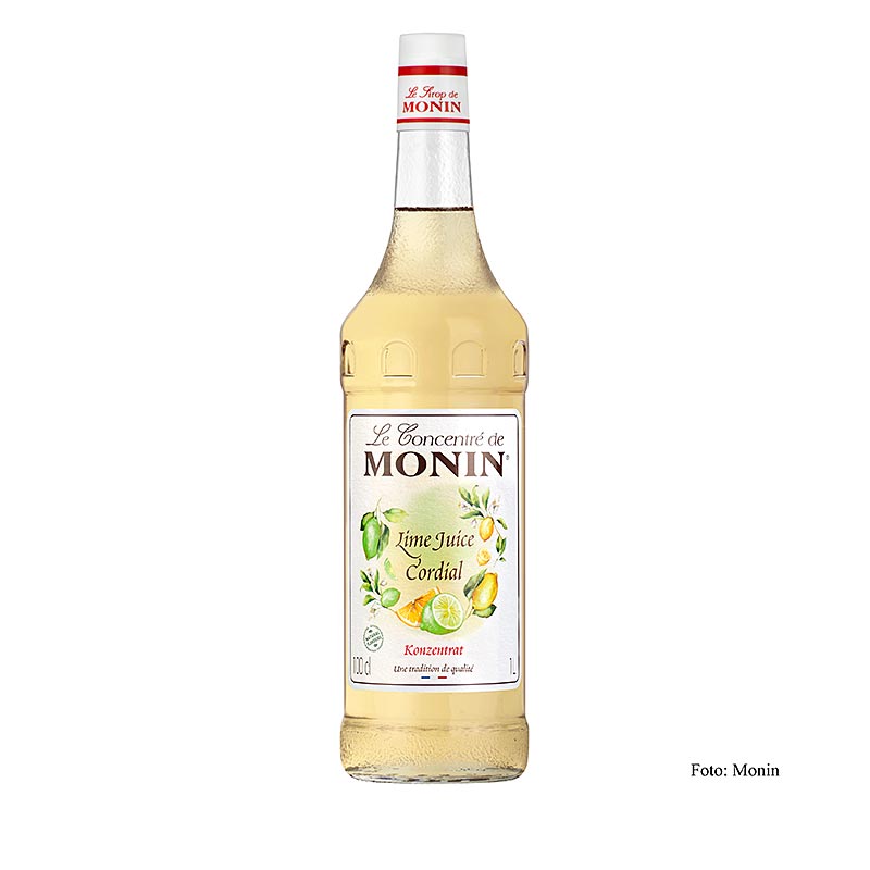 Monin Lime Juice Cordial Mixer 1 l - Hochwertiges Limettenkonzentrat für erfrischende Limonaden und Cocktails, hergestellt aus sorgfältig ausgewählten Limetten
