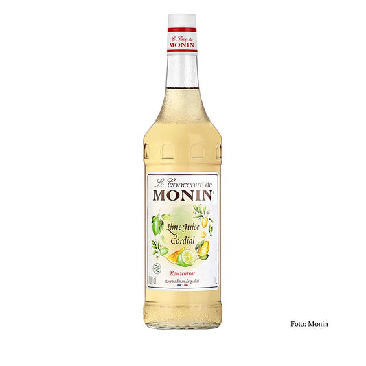 Monin Lime Juice Cordial Mixer 1 l - Hochwertiges Limettenkonzentrat für erfrischende Limonaden und Cocktails, hergestellt aus sorgfältig ausgewählten Limetten