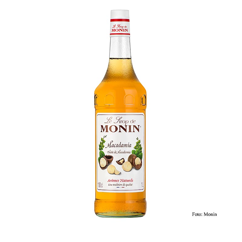German: Flasche Monin Macadamia Nuss Sirup 1:8, 1 Liter, ideal zum Verfeinern von Kaffee und Cocktails