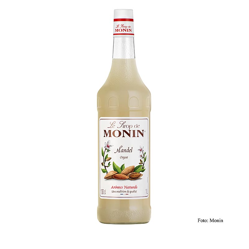 Monin Mandel Sirup 1:8, 1 l - Vielseitiger Sirup mit reichem Mandelgeschmack, ideal für Cocktails, Kaffeespezialitäten und Desserts, in einer praktischen 1-Liter-Flasche