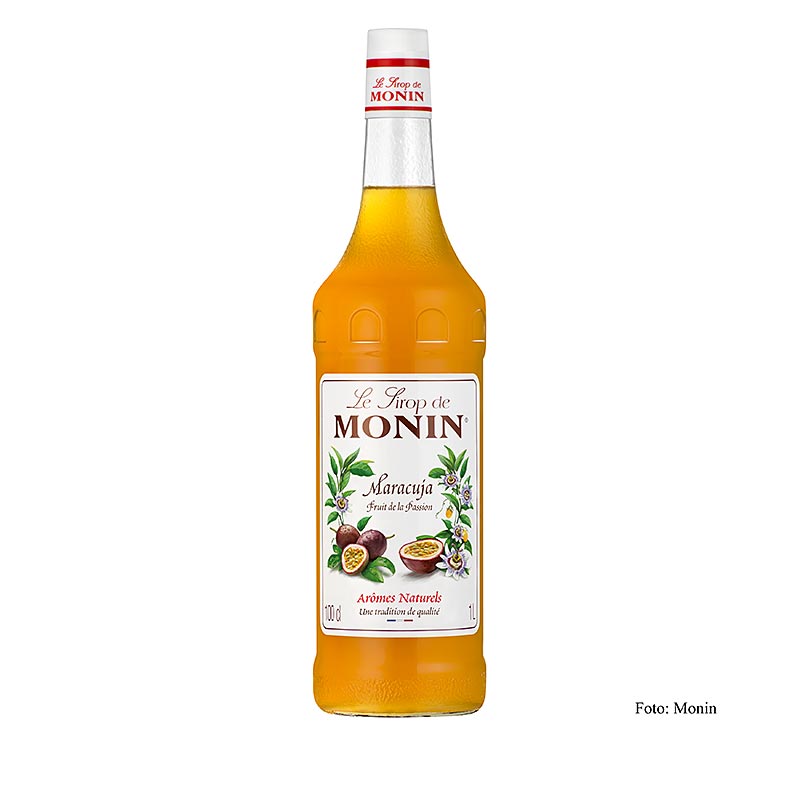 Monin Passionsfrucht Maracuja Sirup 1:8, 1 l - Exotischer Sirup für Getränke und Desserts, ideal für Cocktails und Joghurt