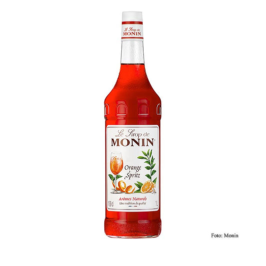 Monin Orange Spritz Sirup 1:8, 1 l - Vielseitiger Sirup für erfrischende Getränke, Cocktails und Desserts Geeignet für Hausgebrauch und Gastronomie Hochwertige Zutaten für authentische Geschmacksrichtungen