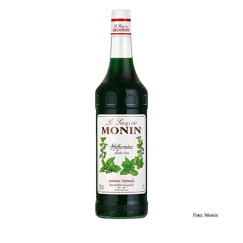Monin Pfefferminz Sirup, grün 1:8, 1 l - Konzentrierter Sirup mit frischem Pfefferminzgeschmack für erfrischende Getränke, Cocktails und Desserts Mischungsverhältnis von 1:8, 1 Liter Fassungsvermögen Qualitätsprodukt von Monin