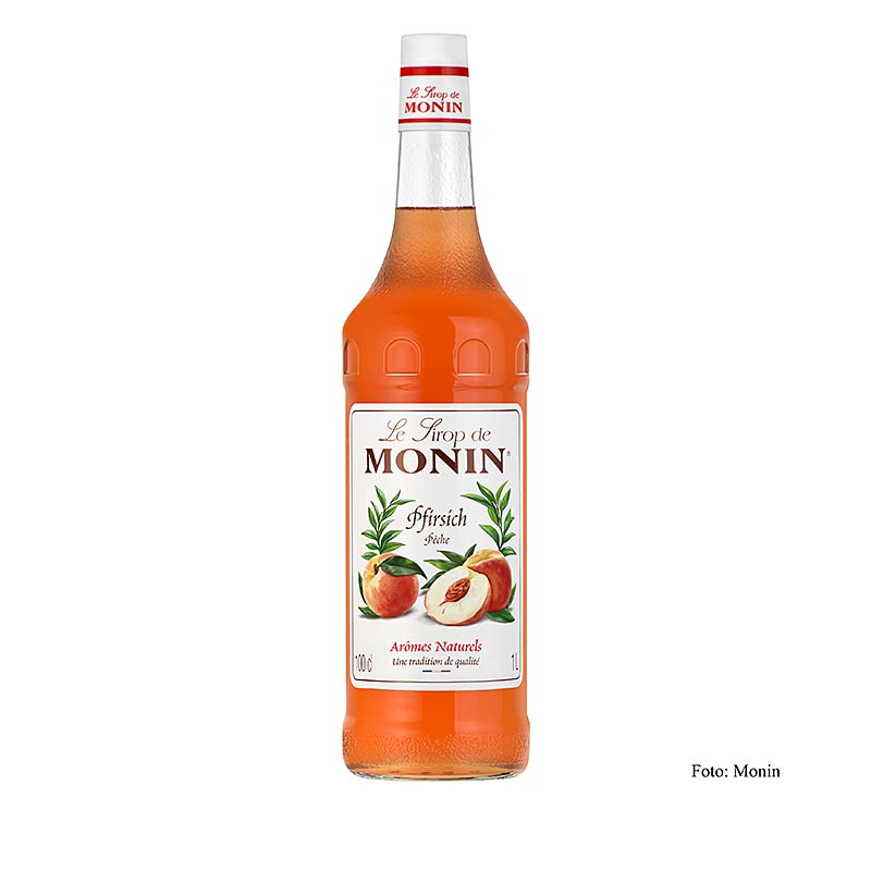 Monin Pfirsich Sirup 1:8, 1 l - Authentischer Sirup mit dem Geschmack saftiger Pfirsiche, ideal für Getränke und Desserts Hergestellt aus natürlichen Zutaten und ohne künstliche Zusatzstoffe Einfach zu verwenden