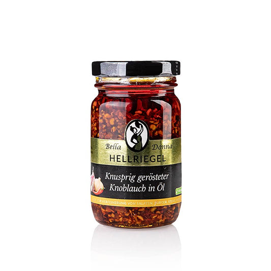 Knusprig gerösteter Knoblauch in Öl, scharf, Hellriegel, 115 g