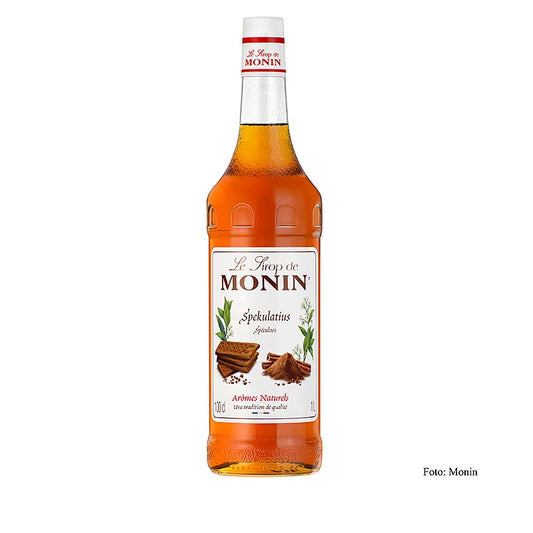 Monin Spekulatius Sirup 1:8, 1 l - Reichhaltiger Sirup mit Zimt, Nelken, Muskatnuss und Ingwer Aroma, vielseitig in Kaffee, Schokoladenmilch, Cocktails und Desserts, ideal für den Hausgebrauch und die Gastronomie, 1-Liter-Flasche