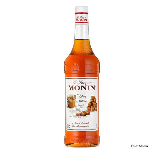 Monin Salted Caramel Sirup: 1 Liter Premium-Sirup mit süßem Karamell und Meersalz, ideal für Getränke und Desserts