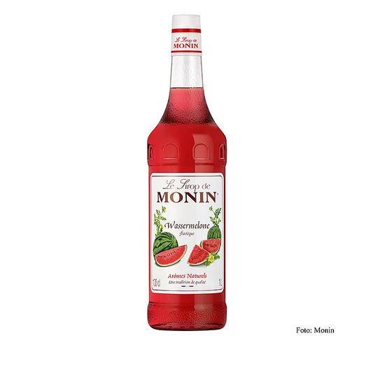 Monin Wassermelone Sirup 1:8, 1 l - Süßer und erfrischender Sirup mit dem Geschmack saftiger, reifer Wassermelone, ideal für Limonaden, Cocktails und mehr geeignet, in einer praktischen 1-Liter-Flasche für den Hausgebrauch und die Gastronomie