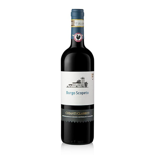Borgo Scopeto 2021 Chianti Classico Rotwein DOCG Toskana Italien trocken 0,75 l, 750 ml - Ein exquisiter trockener Rotwein aus der Toskana, hergestellt im Jahr 2021 nach traditionellen Methoden, ideal für Weinliebhaber