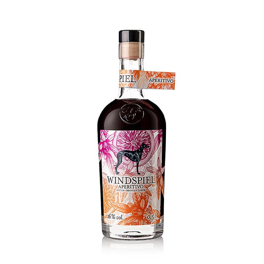 Windspiel Aperitifo Bitter Orange Likör aus der Eifel, 16% vol, 500 ml - Ein erfrischender Likör mit bitterem Orangengeschmack, hergestellt in der Eifel Ideal für Cocktails und Aperitifs