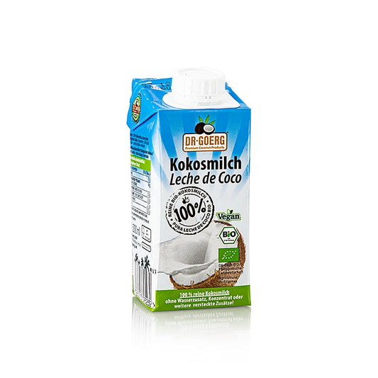 100% Bio-Kokosmilch von DrGoerg, 200 ml, ohne Zuckerzusatz oder Verdickungsmittel, vielseitige Alternative zu Kuhmilch, ideal für Veganer und Menschen mit Laktoseintoleranz, perfekt für Smoothies, Currys, Desserts