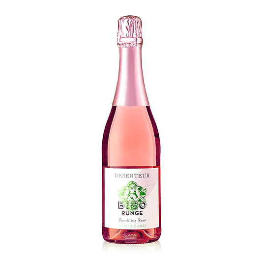 Bild eines köstlichen Bibo Runge Deserteur Rosé, alkoholfreien Schaumweins, vegan, 750 ml, mit eleganter rosa Farbe und fruchtigen Aromen, perfekt für jede Gelegenheit