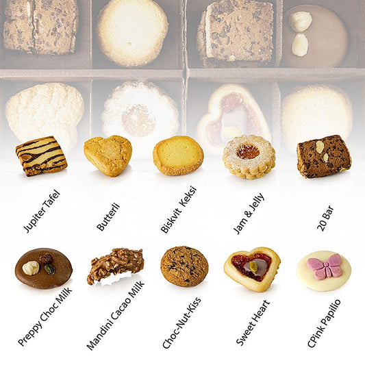Lembcke Teegebäck Mischum Premium Vielfalt, 10 Sorten, 660g, 6 x 110g - Set mit 6 Packungen à 110 g, enthält insgesamt 10 verschiedene Geschmacksrichtungen, hergestellt aus hochwertigen Zutaten, perfekt als Snack oder zum Genießen mit einer Tasse Tee