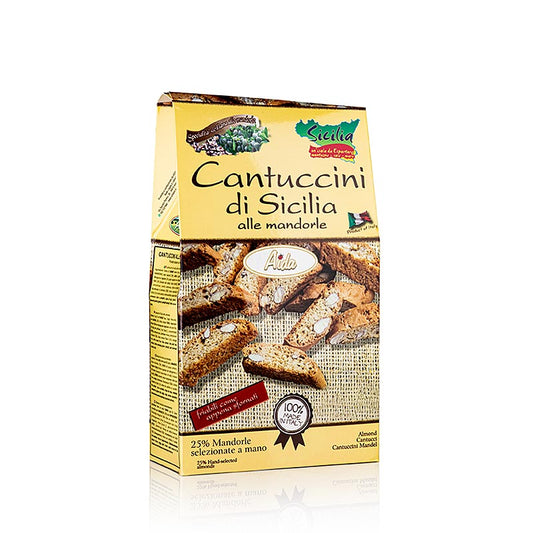 Cantuccini di Sicilia, italienisches Mandelgebäck, Aida, 200 g - traditionelle Mandelkekse nach sizilianischem Rezept, knusprig und süß, perfekt als Dessert, Kaffeebegleitung oder Snack, luxuriöse 200-Gramm-Packung