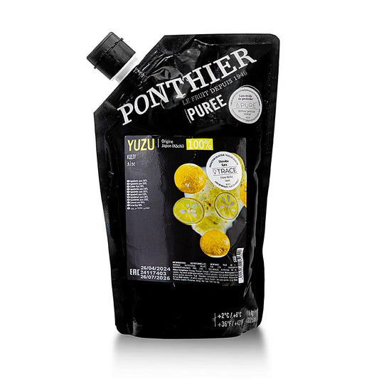 Ponthier Yuzu Püree, ungezuckert, 100% Frucht, 1 kg - Verwenden Sie das ungesüßte Yuzu-Püree von Ponthier, das zu 100 % aus der Frucht besteht, um köstliche Desserts, Saucen und Getränke zuzubereiten Der frische, zitrusartige Geschmack von Yuzu verleiht Ihren Gerichten eine exotische Note, und das Püree ist in einem praktischen 1 kg-Behälter verpackt, ideal für Hobbyköche und professionelle Gastronomen Erleben Sie den authentischen Geschmack Japans mit dem Yuzu-Püree von Ponthier