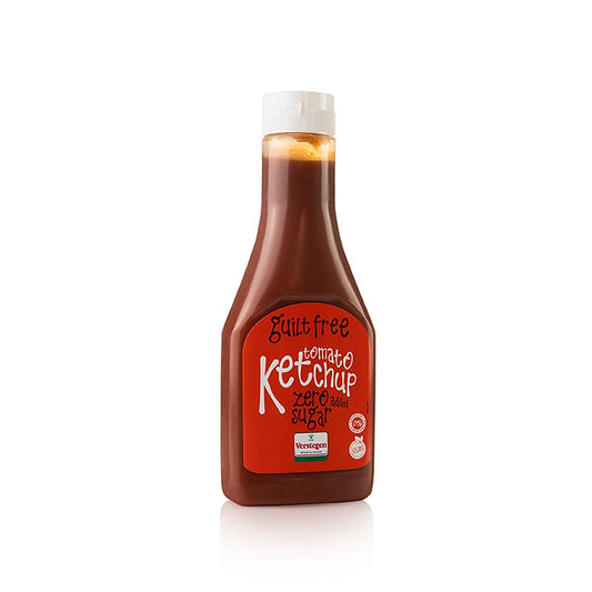 SEO-freundliches Bild mit dem Produkt Guilt Free Tomato Ketchup Zero, Ketchup ohne Zuckerzusatz, Verstegen, 285 ml - Ideal für Diabetiker und Gesundheitsbewusste, weniger Kalorien, perfekt für Kinder