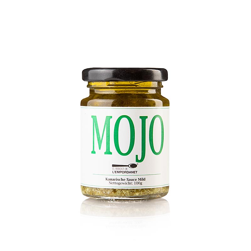 Mojo Verde, kanarische grüne Salsa, L' Empordanet, 100 g - traditionelle Würze aus Koriander, Knoblauch und Olivenöl, handgefertigt auf Teneriffa, vielseitig für Fleisch, Fisch und Gemüse, frischer und leicht scharfer Geschmack, in praktischem 100-g-Glas verpackt